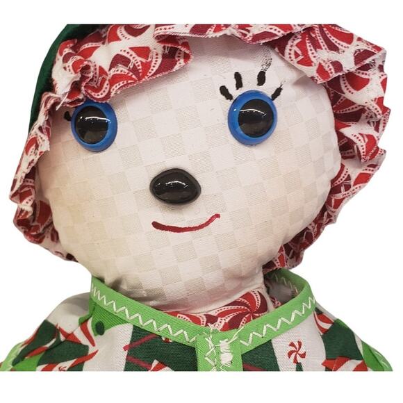 Vintage Handmade Snowman Dolls Plush 12" Merry Christmas - Picture 2 of 10